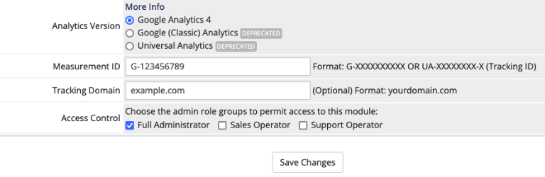 Configuring the Google Analytics addon module