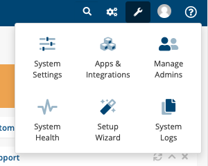 The Admin Area Configuration Menu