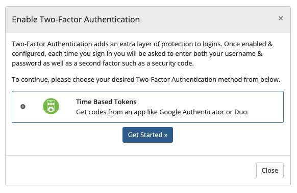 Enabling 2FA in the Admin Area