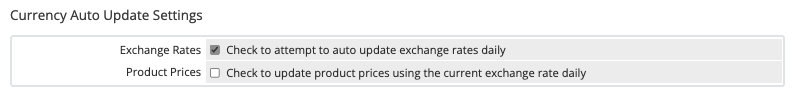 The Currency Auto Update Settings section in Automation Settings