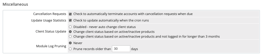 The Miscellaneous section in Automation Settings