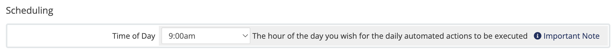 The Scheduling section in Automation Settings