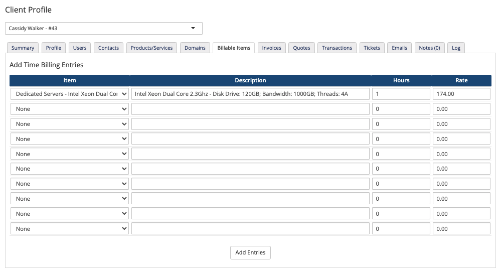 Adding Time Billing