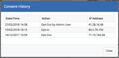 Opt-In Consent History in the Client Profile