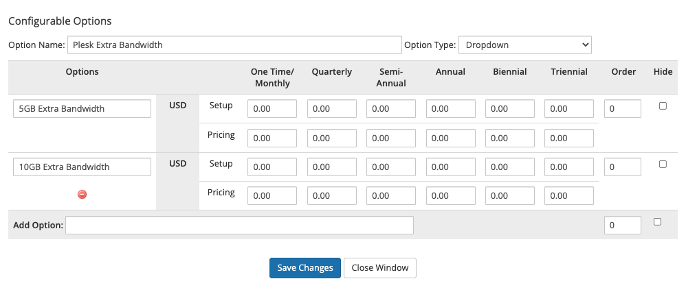 Adding options in Configurable Options