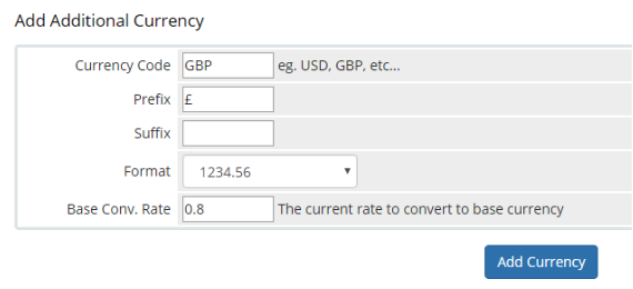 Adding a currency