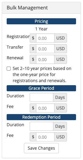 Bulk Pricing Management in Domain Pricing