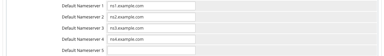 Default Nameserver settings in the Domains tab
