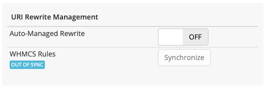 Out-of-sync WHMCS rules.