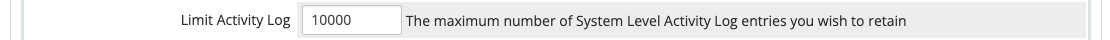 The Limit Activity Log setting