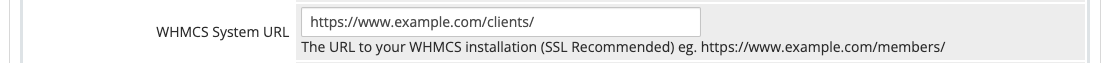 The WHMCS System URL Setting