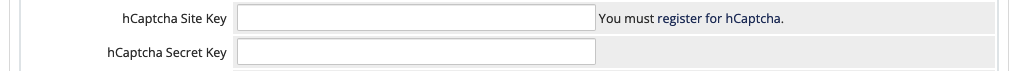 Entering the hCaptcha Site Key and Secret Key