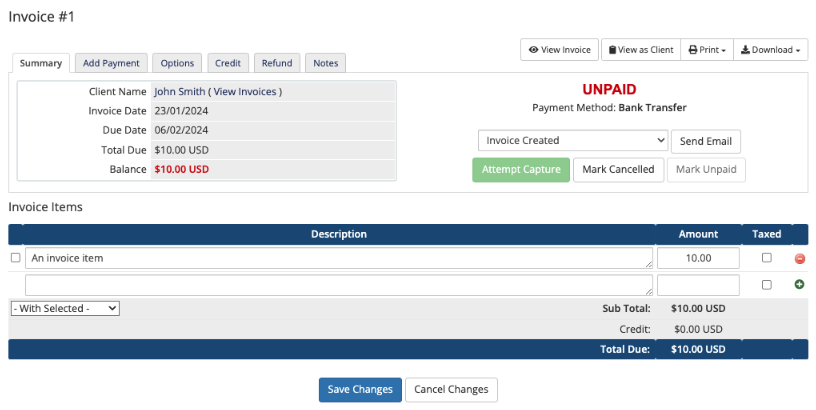 Managing an Invoice