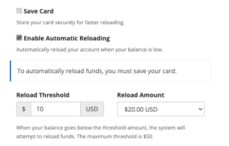 Automatic Reloading in the Marketplace