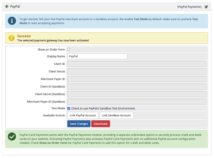 PayPal Payments Configuration