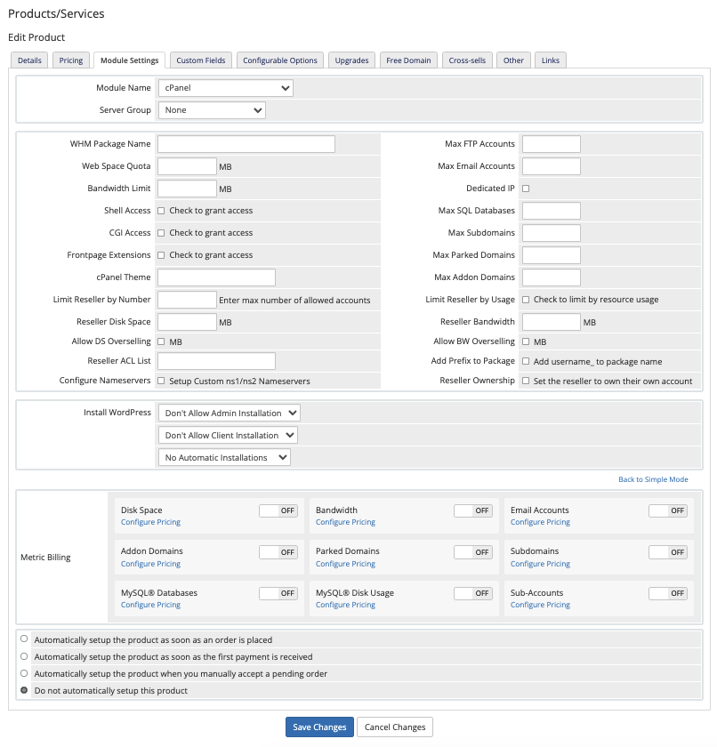 Advanced Mode in the Module Settings tab