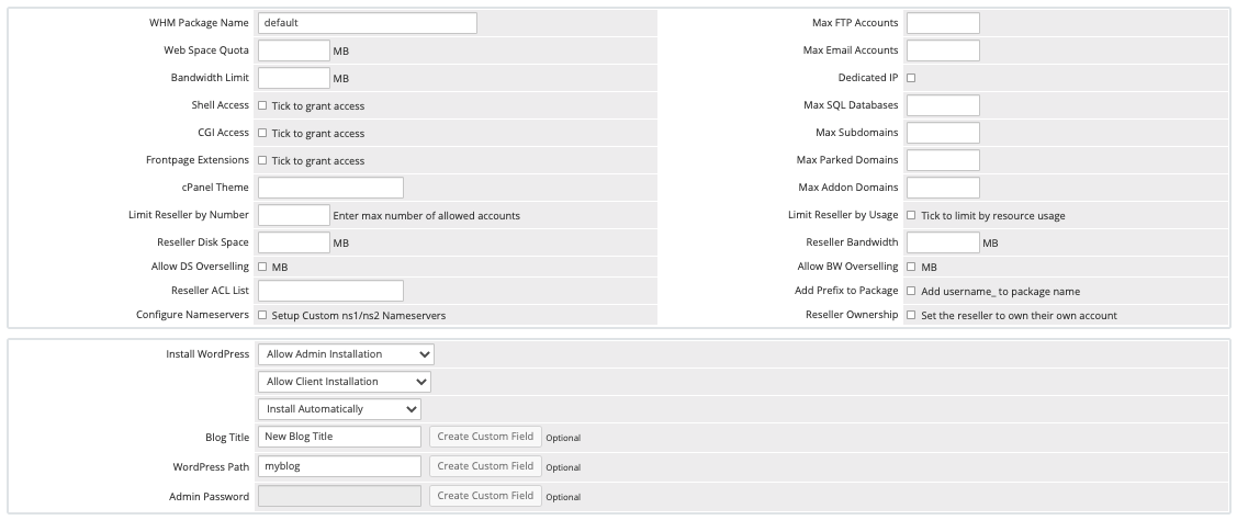 Reseller settings in the Module Settings tab