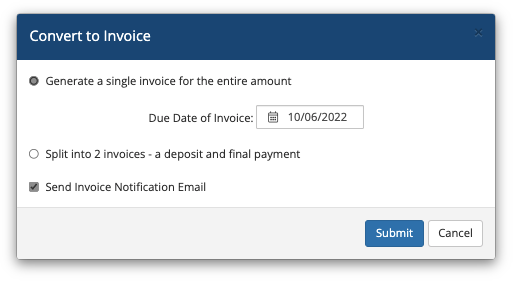 Converting a quote to an invoice.