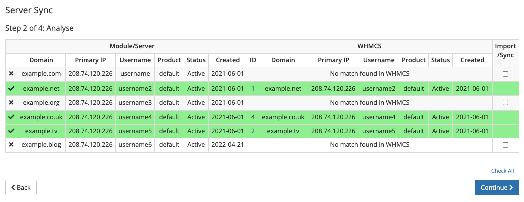 The Sync Accounts report