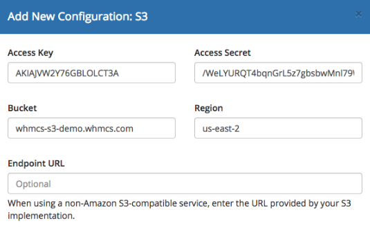 Adding an S3 Configuration