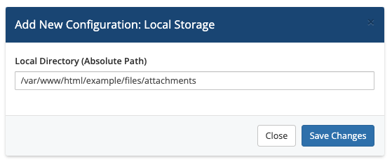 Adding a new local storage path in Storage Settings