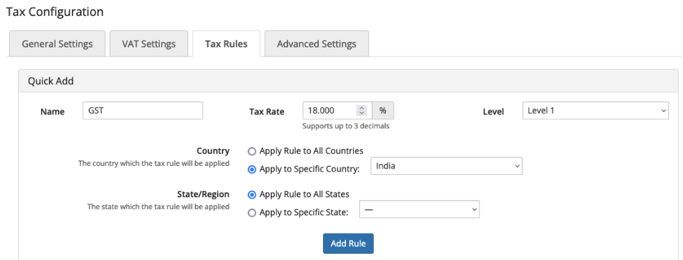 Adding a Tax Rule