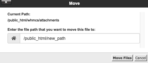 Enter a new path in the File Manager interface.