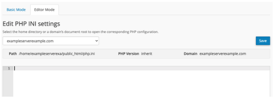 The Editor Mode tab in cPanel's MultiPHP INI Editor feature