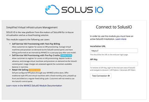 Entering data for the SolusIO addon